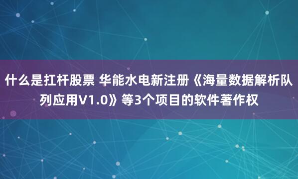 什么是扛杆股票 华能水电新注册《海量数据解析队列应用V1.0》等3个项目的软件著作权