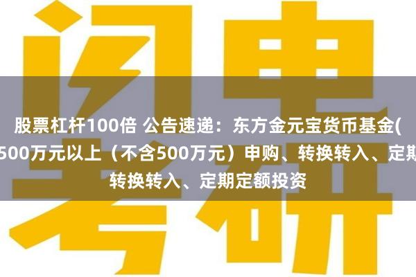股票杠杆100倍 公告速递：东方金元宝货币基金(A类)暂停500万元以上（不含500万元）申购、转换转入、定期定额投资