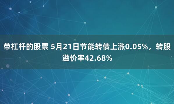带杠杆的股票 5月21日节能转债上涨0.05%，转股溢价率42.68%