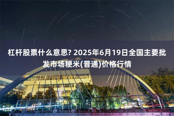 杠杆股票什么意思? 2025年6月19日全国主要批发市场粳米(普通)价格行情