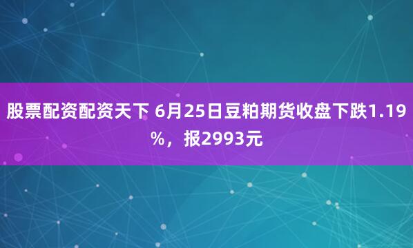 股票配资配资天下 6月25日豆粕期货收盘下跌1.19%，报2993元
