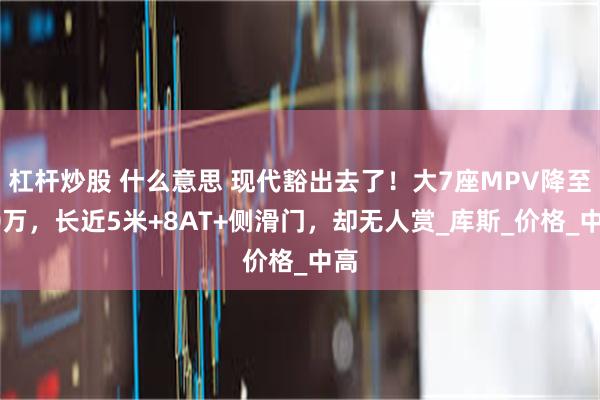 杠杆炒股 什么意思 现代豁出去了！大7座MPV降至10万，长近5米+8AT+侧滑门，却无人赏_库斯_价格_中高